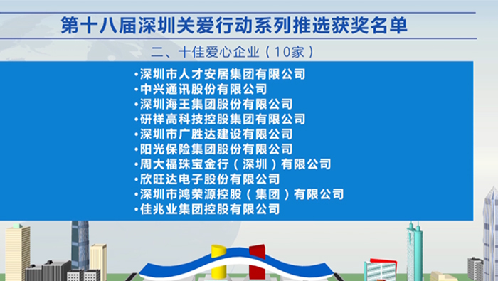 2021年，金年会 金字招牌诚信至上集团荣获深圳“十佳爱心企业”荣誉称号